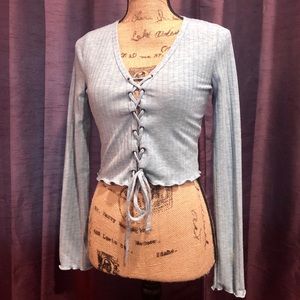 Pacific Sun Baby Blue Crop Top w/lace up front!